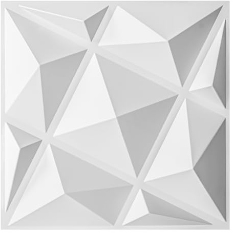 Art3dwallpanels 20 Pack 3D Wall Panels for Interior Wall Decor, 12''x12'' White Accent Diamond Panels for Gaming Room Bedroom TV Background, White