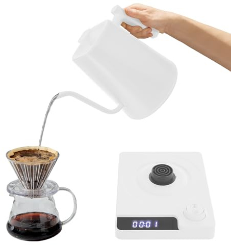 1L Schwanenhals Elektrischer Kaffee Wasserkocher mit 40~100℃ Temperatur Einstellbar, 1200W Schnell Kochend, 304 Edelstahl Mini-Brühkaffee Wasserkocher mit LED-Anzeige für Spezialitätenkaffee Tee