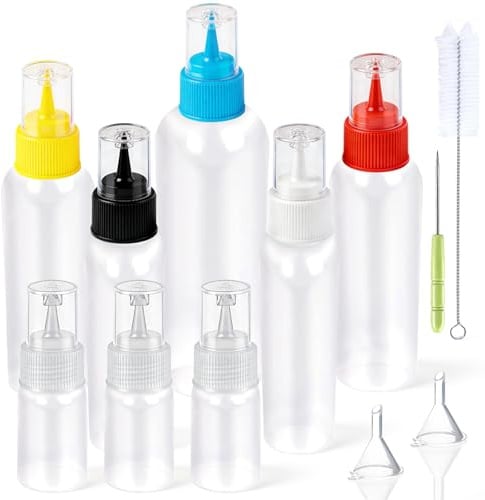 Bohoray 8 Stück Quetschflaschen Kunststoff 30/60/120/180ml Squeeze Flaschen | Quetschflasche für Glasuren Dekoration Pfannkuchendekoration Spritzflaschen für Flüssigkeiten, öl, Kekse, Glasur,Kekse Backen