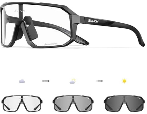 SCVCN Selbsttönend Fahrradbrille Photochromatische Herren Damen MTB 501 | Sportsonnenbrille Klar Radsport Radfahren Radbrille Laufen Volleyball Bergsteigen Golf Wandern