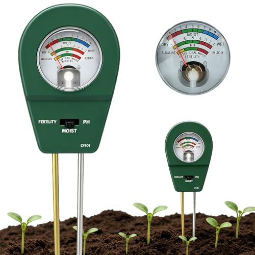 PH Messgerät Erde Bodentester, 3 In 1 Feuchtigkeitsmesser Pflanzen PH Bodentest für Ph-Wert, Feuchtigkeit & Licht, Bodenmessgerät Feuchtigkeit für Pflanzen Gartenarbeit Rasen Garten Landwirtschaft