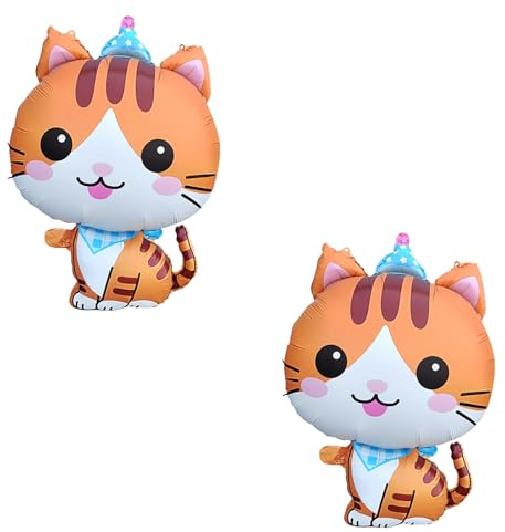 DazzJoy 2 Stück Katzen Deko Geburtstag Luftballons, Katze Ballon Tiere, Folienballon Katze Deko, Katzen Helium Ballons Tier für Kindergeburtstag Deko Mädchen Junge, Babyparty Dekoration