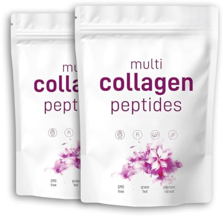 Polveri di peptidi multi-collagene – nutriti con erba e allevati al pascolo – biotina, acido ialuronico e vitamina C | Vegan friendly!2 pezzi