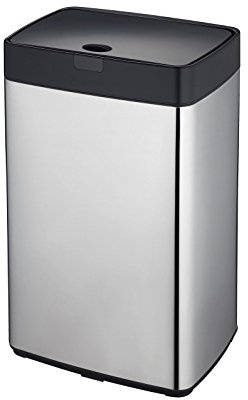 Dihl 35L Iris Chrome with Black Lid Rectangle Stainless Steel Auto Touchless Hands-Free Sensor Kitchen Waste Dust Bin Automatic Motor