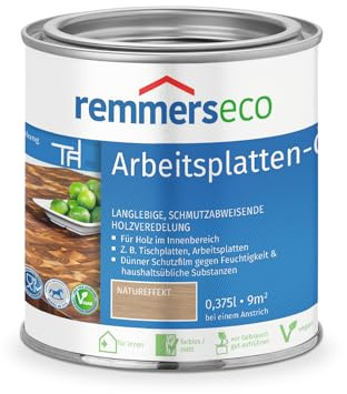 Remmers Arbeitsplatten-Öl [eco] natureffekt, 0,375 Liter, Arbeitsplattenöl für wasserbelastete Küchenutensilien, Arbeitsplatten, Tische und Möbel