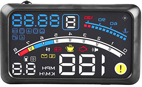 Keenso Auto Head Up Display, Universal Auto 5,5 Zoll 12V HUD GPS Tachometer Display Auto F4 KMH MPH Plug and Play Voltmeter für Autos mit OBD2- und EUOBD-Anschluss