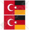 DEUTSCHLAND-TÜRKEI Deutsch-Türkische Flagge 75mm Auto & Motorrad Aufkleber, x2 Vinyl Stickers