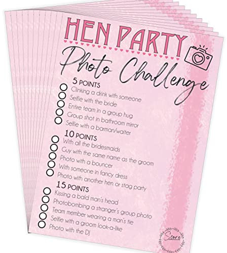 Hen Party Selfie Photo Challenge - Hen Party Favour Game - 10 Pack