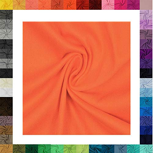 Jersey Uni 220g/m² halbe Breite,0,5 m, Stoffe Meterware, Öko-Tex Baumwolljersey (Neonorange 5013)