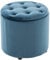 CLP Sitzhocker Pantin Samt I Polsterhocker Mit Stauraum I Gesteppter Hocker Mit Zierknöpfen I Runder Hocker Gepolstert, Farbe:blau
