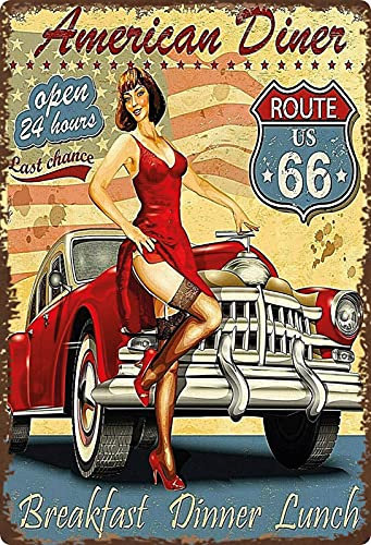 Blechschild 20x30cm gewölbt American Diner Route 66 Pinup Deko Geschenk Schild