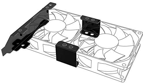 Akasa PCI Slot Bracket for Mounting One/Two 80mm or 92mm Fans | Dual Fan Rack Mount | GPU Bracket | 80/92mm Case Fan Mount Rack | Black Iron | AK-MX304-08BK