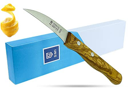 SMI - Solingen Spelucchino Curvo Coltello Verdure Professionale Coltello Frutta - Manico in legno d'ulivo - Made in Germany