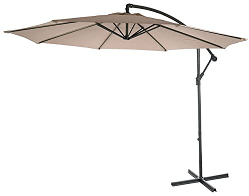 Mendler Ampelschirm Acerra, Sonnenschirm Sonnenschutz, Ø 3m neigbar, Polyester/Stahl 11kg ohne Ständer - sand-beige