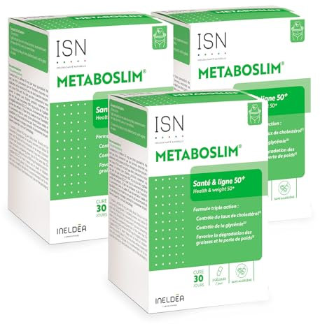 ISN - Metaboslim® - Favorise la perte de poids - Extrait synergisé de plantes titré en Polyphénols - Action cliniquement prouvée - Complexe actif breveté Vitamines et Chrome - Lot de 3 Produits