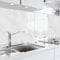 danario Crédence Adhésive pour Cuisine - Aspect Verre | Protège Mur Cuisine | Mural décoratif Autocollant | 0,8 mm | Blanc marbré - 60cm x 340cm