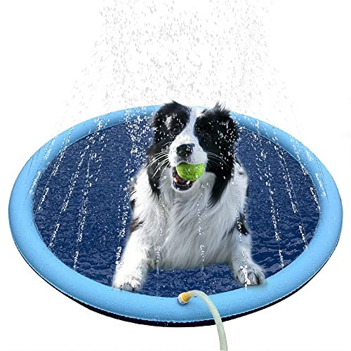 Aspersor de Juegos de Agua niños Almohadilla de Aspersor de Juego Perros Piscina de Verano Portátil para Mascotas (100CM, Color Aleatorio)