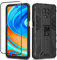 Btstring Funda para Xiaomi Redmi Note 9 Pro/Redmi Note 9S con Cristal Templado Protector Pantalla, Carcasa Protectora Antigolpes con Soporte Reforzado- Negro