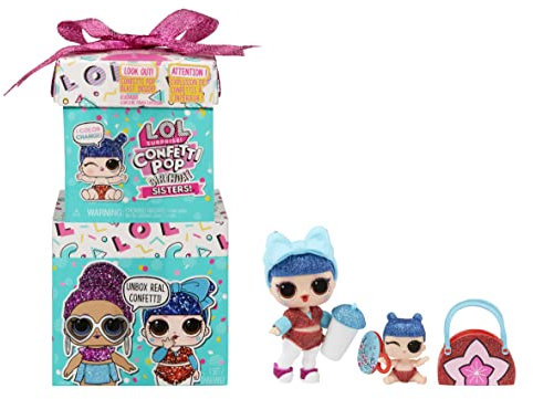 LOL Surprise Confetti Pop Birthday Sisters - Édition Limitée de Poupées Lil Sister avec 10 Surprises dans une Boîte Cadeau - Inclut des Vêtements et des Accessoires - À Partir de 4 Ans