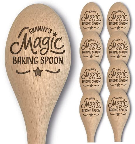 Engraved Magic Baking Spoon Gift - Multiple Options Available - Mother's Day, Birthday, Christmas - from Son, Daughter, Grandchild for Mummy, Grandma, Granny, Nan, Nana, Nanna, Nanny, Nannie (Granny)