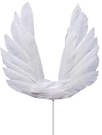 5 Stück süße Engels-Feder-Flaggen-Kuchendekorationen für Jahrestag, Babyparty, Dekoration, Hochzeitsparty, Zubehör (weiß)