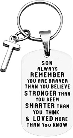 TianWlio My Son Never I You to 26 Christmas Keychain Letters Ornaments Love Forget Schlüsselanhänger Schlüsselanhänger Kennzeichen Personalisiert (T, One Size)