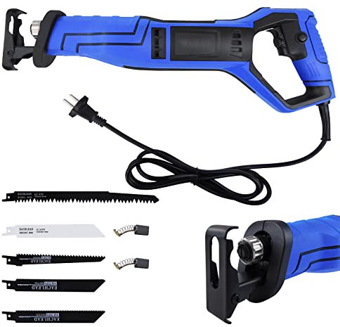 Säbelsäge, 900 W Universalsäge Elektro Reciprosäge 2800RPM Hublänge 28mm, Elektrische Fuchsschwanz Säge mit 5 Sägeblätter für Holz, Metall und Kunststoff, Werkzeugloser Sägeblattwechsel