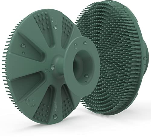 BEAUTAIL Silicone Body Scrubber Shower Bath Cleansing Brush Gentle Exfoliating Scrub Loofah for Women Men Baby Sensitive Skin, Easy to Clean, Lathers Well, More Hygienic, 1 Pack, Olive Green