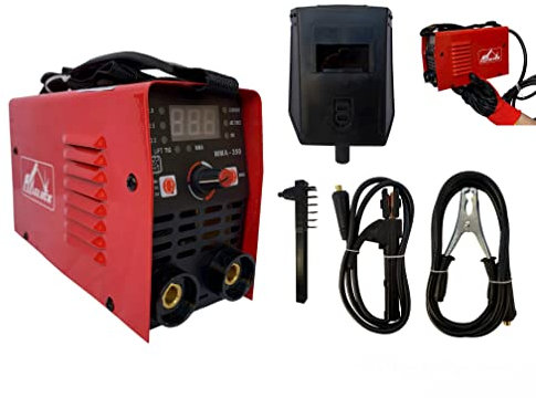 Mini Saldatrice Inverter ad Elettrodo per Fabbro da 350 Ampere Super compatta professionale con cavi e Maschera