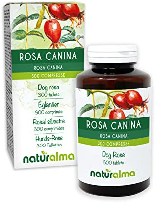 Rosa canina (Rosa canina) frutti Naturalma - Ricco di Vitamina C - 150 g - 300 compresse - Integratore alimentare - Naturale e Vegano