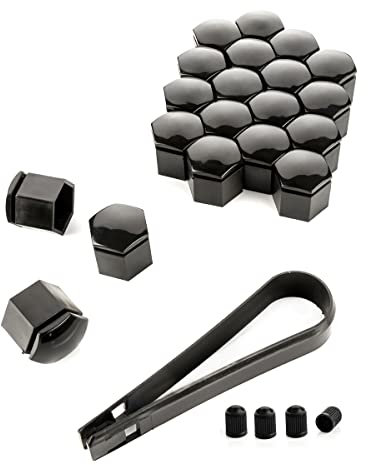 LST 20x Sechskant Radschraube Abdeckkappen 19 mm schwarz Glanz Felgen Kappen Set