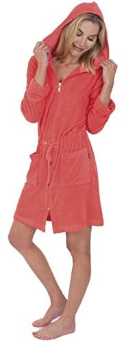 wewofashion by Otto Werner Damen Badejacke Bademantel mit Reißverschluss 031 Hummer Gr. M ( 40/42)