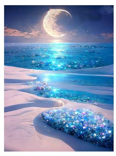 WZHHDM Diamond Painting, 5D Diamond Painting Kits für Erwachsene, Gemälde nach Zahlen Diamant Kunst Malerei Stickerei Set Kreuzstich Bilder für Home Wand Décor 30 x 40 cm Gem Beach