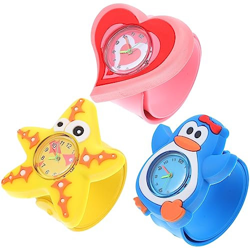 GALPADA 3st Zeichentrickuhr Für Kinder Slap-armbanduhr Armbanduhr Kinder Klopfende Uhr Bulk-spielzeug Für Goodie-bag-stuffer Schlaguhr Student Schießen Elektronisch Kieselgel