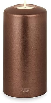 Qult Farluce Classic Metallic Bronze • ∅ 8 cm Höhe 15 cm • Teelichthalter in Kerzenform • Kunststoffkerze in Kerzenoptik • Mit Teelichteinsatz • inkl. 1 TLN50 Nightlight Teelicht