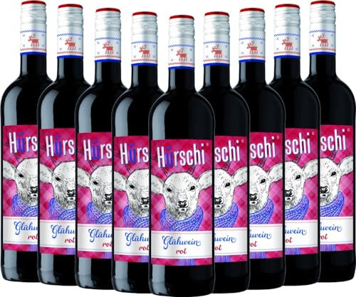 Glühwein rot Hürschi Weinhaltiges Getränk 9 x 0,75l VINELLO - 9 x Weinpaket inkl. kostenlosem VINELLO.weinausgießer