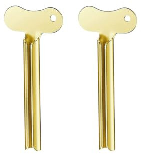 Dorytop 2PCS Toothpaste Squeezer Metal Tube Squeezer Key Stainless Steel Toothpaste Roller Tube Wringer Makeup Tube Squeezer (Gold)