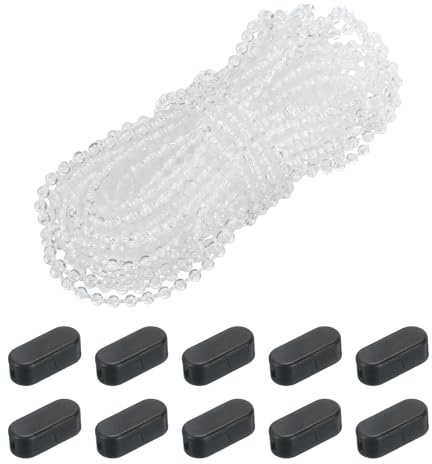 sourcing map 10 Meter Rollo-Perlenkette aus Kunststoff, Kugelkette mit 20 Kettenverbindern für Perlenrollos, transparent
