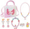 OSDUE Sac Licorne Jouet Bijoux Enfants Fille, Bijoux Enfants Petites Filles Sacs à Main en Peluche Collier Bracelet Boucles d'oreilles Bagues kit Bijoux, Cadeau Fille 2 3 4 5 6 10 Ans-Poney Licorne