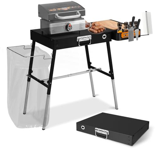Ueiticsk Blackstone Table de barbecue pliante d'extérieur robuste et durable, accessoires de cuisson avec support poubelle, table de camping pour grillades Blackstone, barbecue ninja, four à pizza