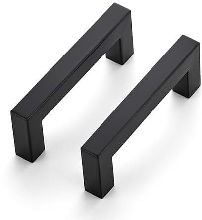 Ravinte 15 Pack Kitchen Door Handles Black Handles for Cupboards 76mm Cupboard Pulls Kitchen Cabinet Pulls Square Bar Wardrobe Hardware Cabinet Door Hardware