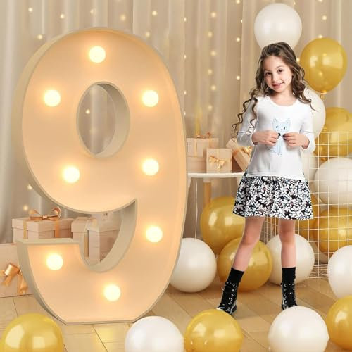 Panneau lumineux géant à DEL en forme de chiffre 9 pour chapiteau lumineux en mosaïque, lampes LED pour Saint-Valentin, anniversaire, Noël, Nouvel An