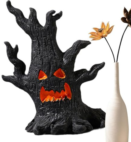 Halloween Baumrinde Gesichter, Baumdämon-Statue | Gruselige Statue des Teufels des Halloween-Baumdämons, gruselige Dekoration für den Außenbereich, Skulptur des Gartens