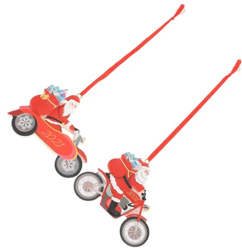 ULDIGI 2 Stück Weihnachtsmann-Motorrad-anhänger Weihnachtsbaumschmuck Aus Kunstharz Einzigartige Dekoration Zum Aufhängen