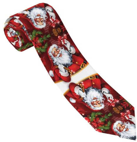 ESNAIUVCD Herren-Krawatte mit Weihnachtsmann-Motiv, bedruckt, formelle Party, Hochzeit, Geschenk, Krawatten für Männer, Schwarz , Einheitsgröße