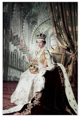 ahnld Queen Elizabeth II Druck-Porträt-Leinwand-Poster, Wandkunst, Dekordruck, Bild Gemälde für Wohnzimmer, Schlafzimmer, Dekoration, 20 x 30 cm