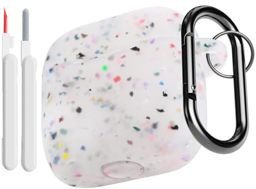 KOKOKA Funda de Silicona Compatible con AirPods 4.ª Generación con Kit de Limpiador, Anti-rasguños, Anti-Polvo, Funda Case Silicona para AirPods 4 2024 con Mosquetón, LED Frontal Visible, Floral
