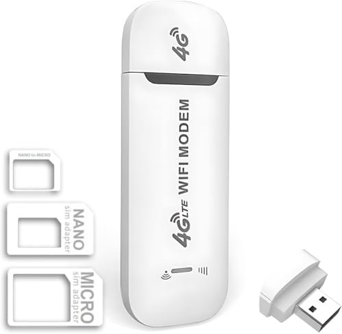 Ivilon Mini Portable Wifi 4G LTE Dongle Sim Modem, USB Plug, Wireless Router with SIM Card Slot Support, Portable Travel Hotspot Support LTE B1/B3/B7/B8/B20/B38/B40/B41 With SIM card slot