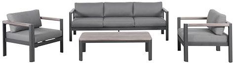 KETTLER Gio 5 Seat Lounge Set Including Coffee Table – Garden Furniture, Aluminium Frame with Comfy Cushions and Durable Table