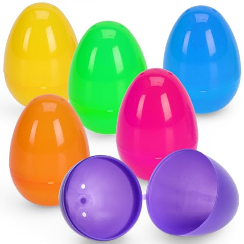 MIJOMA Uova di Pasqua da riempire, uova di plastica colorate per fai da te e decorazioni, perfette per caccia alle uova di Pasqua e decorazioni pasquali, facili da aprire e riutilizzabili (6, 8 x 5 cm